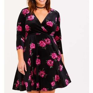 Floral Black and Pink Wrap Dress